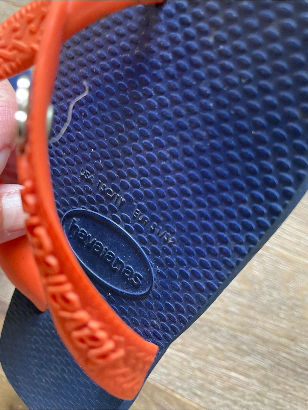 Havaianas Kids Navy Blue & Orange Flip Flops with Charms 13 1Y